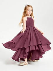 Abiti Damigella Junior In Chiffon Gonna Asimmetrica A Cascata Gelso