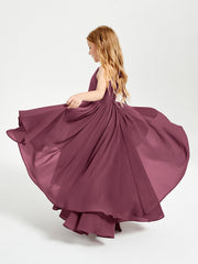 Abiti Damigella Junior In Chiffon Gonna Asimmetrica A Cascata Gelso