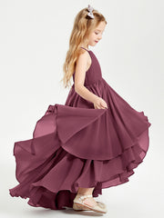 Abiti Damigella Junior In Chiffon Gonna Asimmetrica A Cascata Gelso
