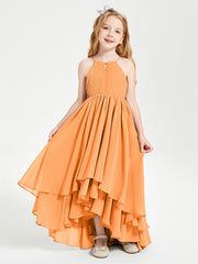 Abiti Damigella Junior In Chiffon Gonna Asimmetrica A Cascata Arancio