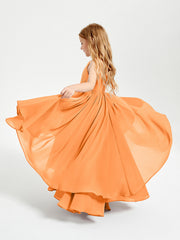 Abiti Damigella Junior In Chiffon Gonna Asimmetrica A Cascata Arancio