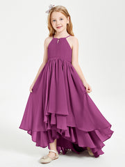 Abiti Damigella Junior In Chiffon Gonna Asimmetrica A Cascata Orchidea