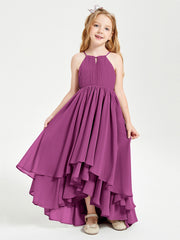 Abiti Damigella Junior In Chiffon Gonna Asimmetrica A Cascata Orchidea
