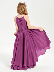 Abiti Damigella Junior In Chiffon Gonna Asimmetrica A Cascata Orchidea
