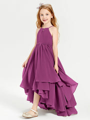 Abiti Damigella Junior In Chiffon Gonna Asimmetrica A Cascata Orchidea