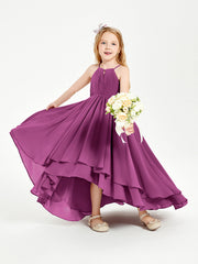 Abiti Damigella Junior In Chiffon Gonna Asimmetrica A Cascata Orchidea