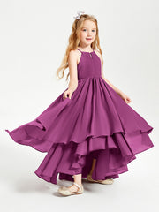 Abiti Damigella Junior In Chiffon Gonna Asimmetrica A Cascata Orchidea