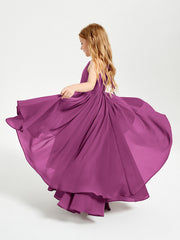 Abiti Damigella Junior In Chiffon Gonna Asimmetrica A Cascata Orchidea