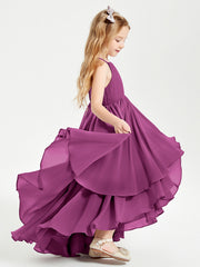 Abiti Damigella Junior In Chiffon Gonna Asimmetrica A Cascata Orchidea