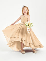 Abiti Damigella Junior In Chiffon Gonna Asimmetrica A Cascata Pesca