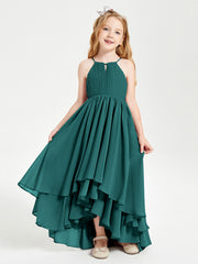 Abiti Damigella Junior In Chiffon Gonna Asimmetrica A Cascata Pavone