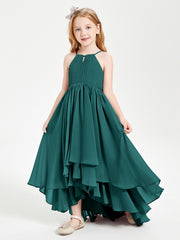 Abiti Damigella Junior In Chiffon Gonna Asimmetrica A Cascata Pavone