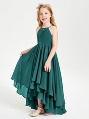 Abiti Damigella Junior In Chiffon Gonna Asimmetrica A Cascata Pavone