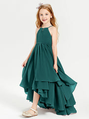 Abiti Damigella Junior In Chiffon Gonna Asimmetrica A Cascata Pavone