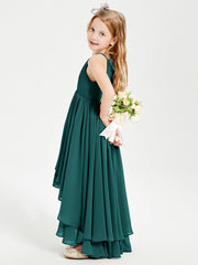 Abiti Damigella Junior In Chiffon Gonna Asimmetrica A Cascata Pavone