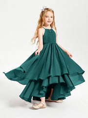Abiti Damigella Junior In Chiffon Gonna Asimmetrica A Cascata Pavone
