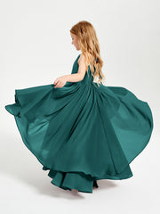 Abiti Damigella Junior In Chiffon Gonna Asimmetrica A Cascata Pavone