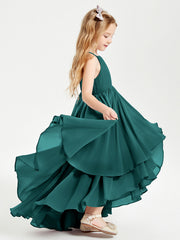 Abiti Damigella Junior In Chiffon Gonna Asimmetrica A Cascata Pavone