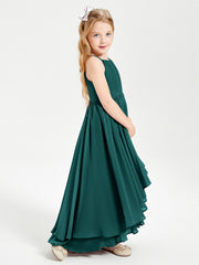 Abiti Damigella Junior In Chiffon Gonna Asimmetrica A Cascata Pavone