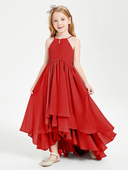 Abiti Damigella Junior In Chiffon Gonna Asimmetrica A Cascata Rosso