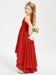 Abiti Damigella Junior In Chiffon Gonna Asimmetrica A Cascata Rosso