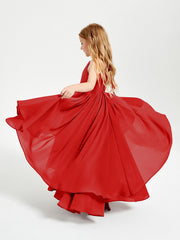 Abiti Damigella Junior In Chiffon Gonna Asimmetrica A Cascata Rosso