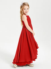 Abiti Damigella Junior In Chiffon Gonna Asimmetrica A Cascata Rosso
