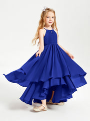 Abiti Damigella Junior In Chiffon Gonna Asimmetrica A Cascata Blu Royal