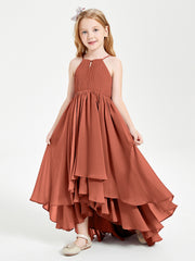 Abiti Damigella Junior In Chiffon Gonna Asimmetrica A Cascata Ruggine