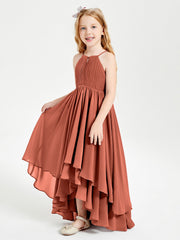 Abiti Damigella Junior In Chiffon Gonna Asimmetrica A Cascata Ruggine