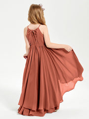 Abiti Damigella Junior In Chiffon Gonna Asimmetrica A Cascata Ruggine