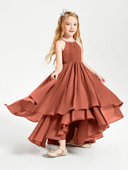 Abiti Damigella Junior In Chiffon Gonna Asimmetrica A Cascata Ruggine