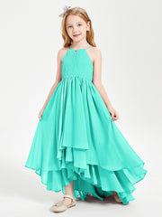 Abiti Damigella Junior In Chiffon Gonna Asimmetrica A Cascata Azzurro Spa