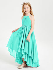 Abiti Damigella Junior In Chiffon Gonna Asimmetrica A Cascata Azzurro Spa