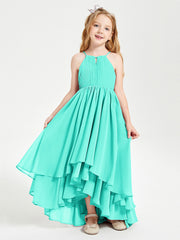 Abiti Damigella Junior In Chiffon Gonna Asimmetrica A Cascata Azzurro Spa