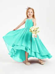 Abiti Damigella Junior In Chiffon Gonna Asimmetrica A Cascata Azzurro Spa