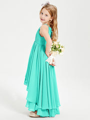 Abiti Damigella Junior In Chiffon Gonna Asimmetrica A Cascata Azzurro Spa