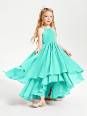 Abiti Damigella Junior In Chiffon Gonna Asimmetrica A Cascata Azzurro Spa