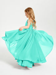 Abiti Damigella Junior In Chiffon Gonna Asimmetrica A Cascata Azzurro Spa