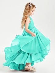 Abiti Damigella Junior In Chiffon Gonna Asimmetrica A Cascata Azzurro Spa