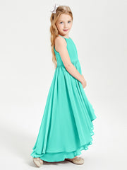 Abiti Damigella Junior In Chiffon Gonna Asimmetrica A Cascata Azzurro Spa