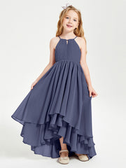 Abiti Damigella Junior In Chiffon Gonna Asimmetrica A Cascata Tempesta
