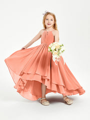 Abiti Damigella Junior In Chiffon Gonna Asimmetrica A Cascata Tramonto