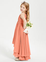 Abiti Damigella Junior In Chiffon Gonna Asimmetrica A Cascata Tramonto