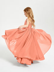 Abiti Damigella Junior In Chiffon Gonna Asimmetrica A Cascata Tramonto