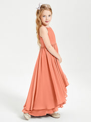 Abiti Damigella Junior In Chiffon Gonna Asimmetrica A Cascata Tramonto