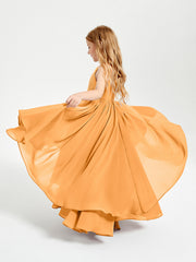 Abiti Damigella Junior In Chiffon Gonna Asimmetrica A Cascata Mandarino
