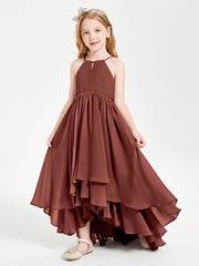 Abiti Damigella Junior In Chiffon Gonna Asimmetrica A Cascata Terracotta