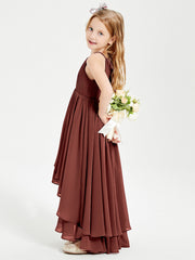 Abiti Damigella Junior In Chiffon Gonna Asimmetrica A Cascata Terracotta