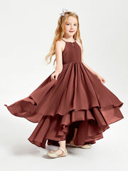 Abiti Damigella Junior In Chiffon Gonna Asimmetrica A Cascata Terracotta